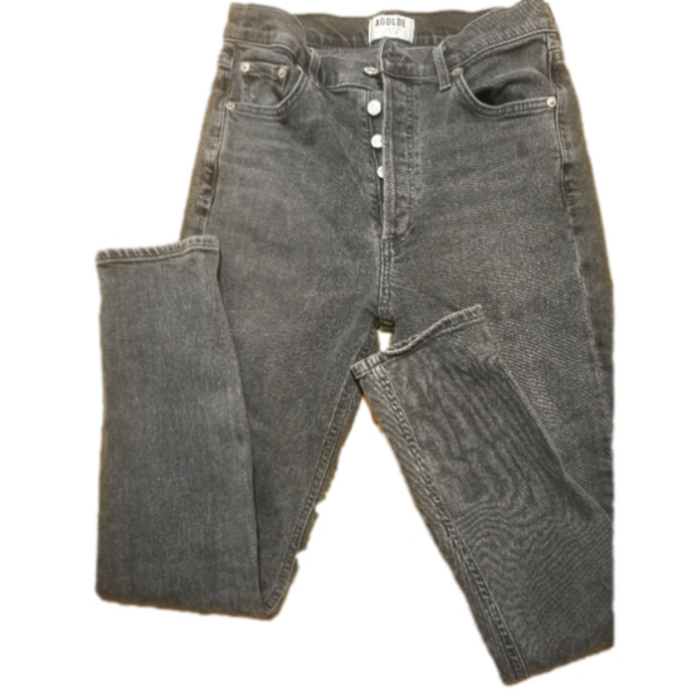 Agolde Nico High Rise Slim Jeans in Virtue Black Size 28